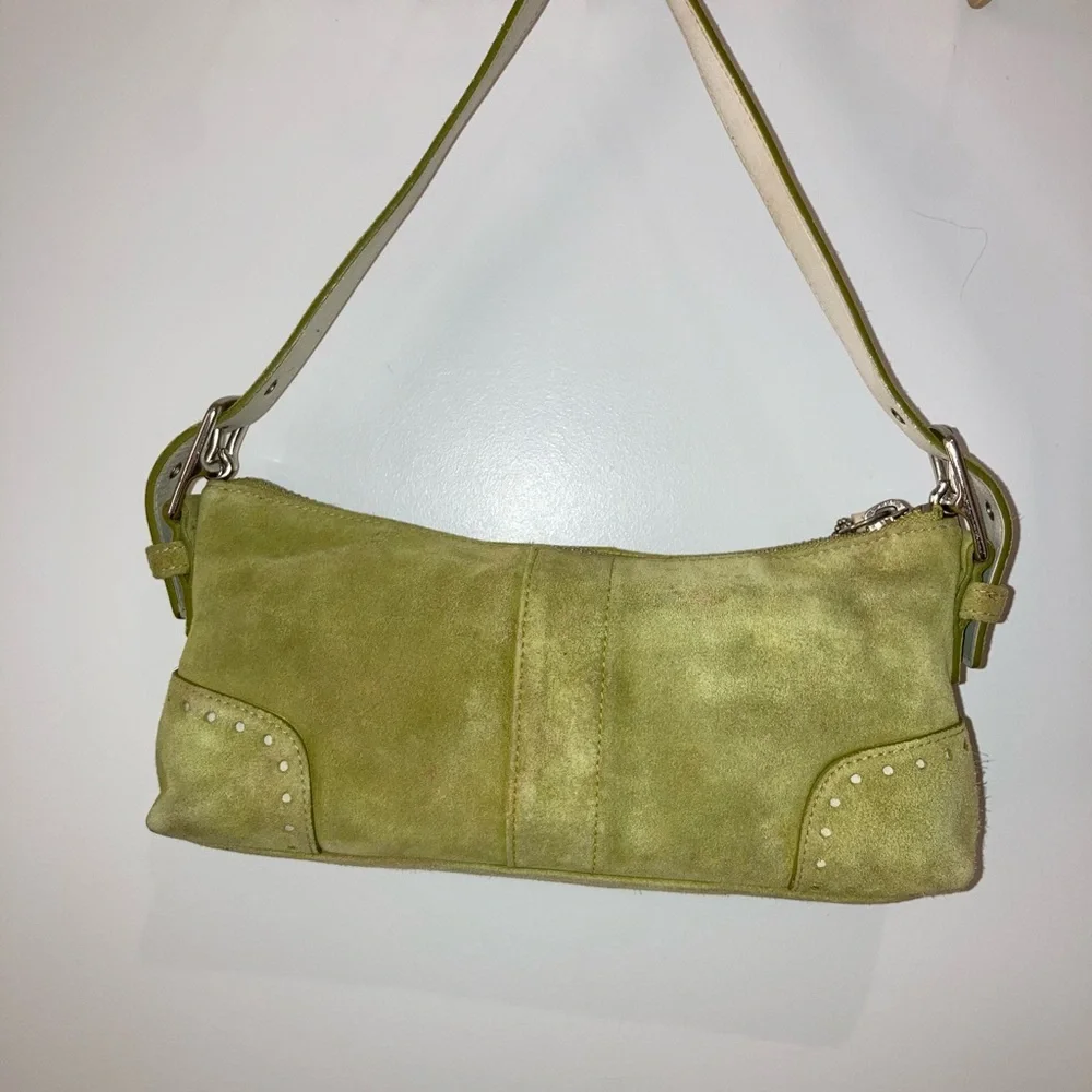 Coach Light Green Suede Shoulder Bag - Picture 2 of 8